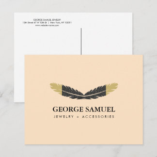 Trendy Gold Dipped Boho Feather Designer Pink  Postkarte