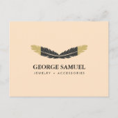 Trendy Gold Dipped Boho Feather Designer Pink  Postkarte (Vorderseite)