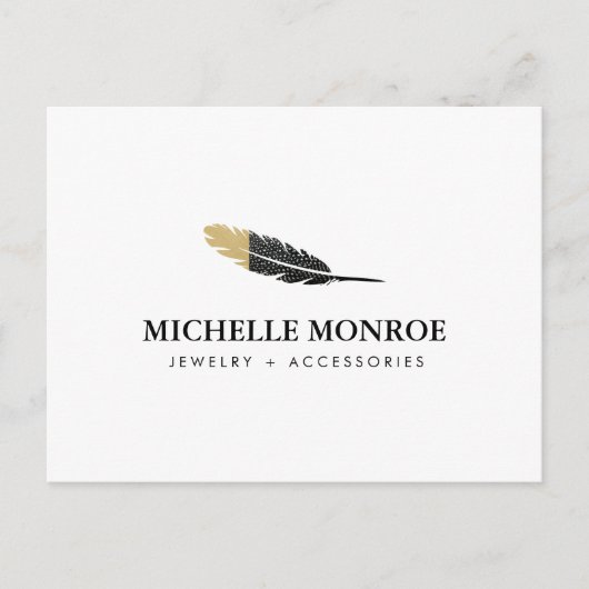 Trendy Gold Dipped Boho Feather Designer White Postkarte (Vorderseite)