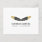 Trendy Gold Dipped Boho Feather Designer White Postkarte (Vorderseite)