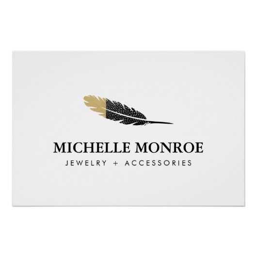 Trendy Gold Dipped Boho Feather Logo Download Poster (Vorderseite)