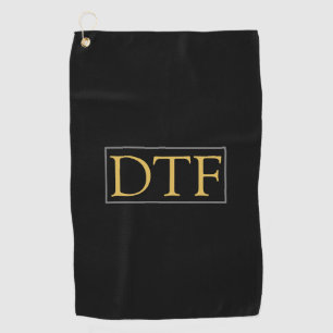 Trendy Gold DIY Monogramm/Name, graue Grenze, schw Golfhandtuch