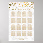 Trendy Gold Dots on Texture Damask - Seating Chart Poster (Vorne)