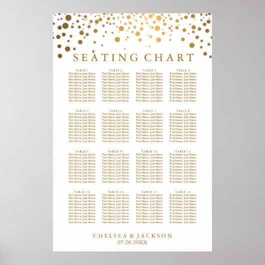 Trendy Gold Dots - Seating Chart Poster (Vorne)