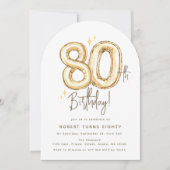 Trendy Gold Eighty Balloons 80th Birthday Party Einladung (Vorderseite)