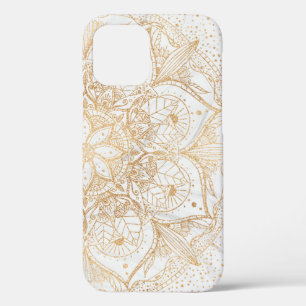 Trendy Gold Floral Mandala Marmordesign Case-Mate iPhone Hülle
