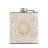 Trendy Gold Floral Mandala Marmordesign Flachmann (Rückseite)