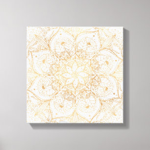 Trendy Gold Floral Mandala Marmordesign Leinwanddruck