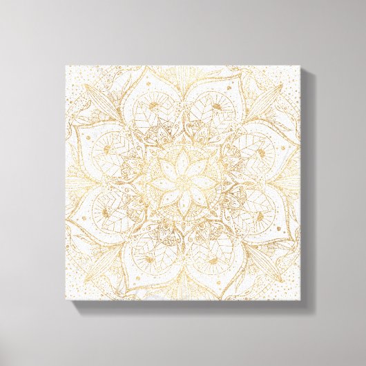 Trendy Gold Floral Mandala Marmordesign Leinwanddruck (Vorderseite)