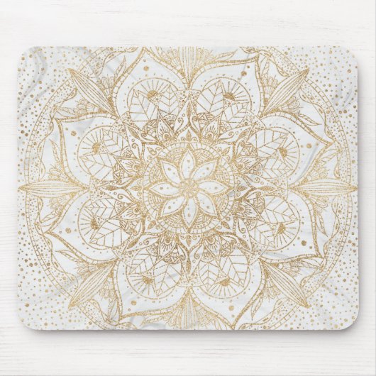 Trendy Gold Floral Mandala Marmordesign Mousepad (Vorne)