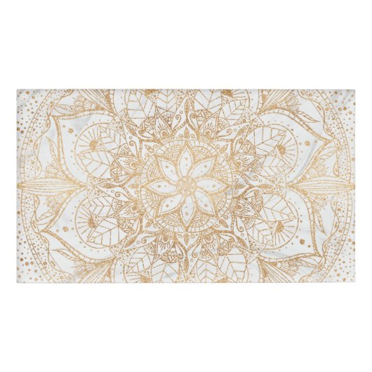 Trendy Gold Floral Mandala Marmordesign Namenschild (Vorderseite)