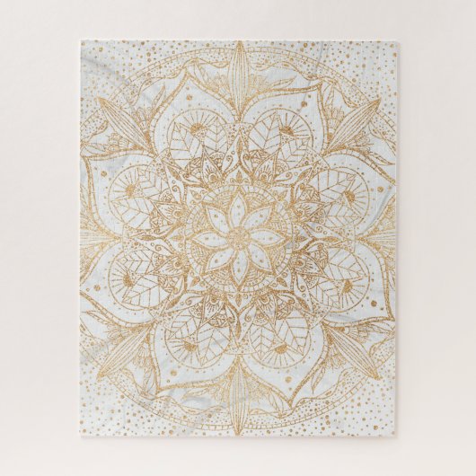 Trendy Gold Floral Mandala Marmordesign Puzzle (Vertikal)