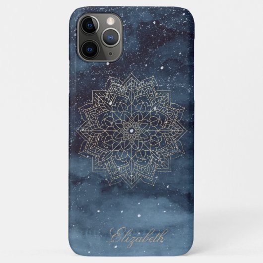 Trendy Gold Floral Mandala Navy Blue Case-Mate iPhone Hülle (Rückseite)