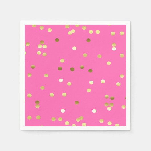 Trendy Gold Foil Confetti Hot Pink Serviette (Vorderseite)