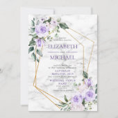 Trendy Gold Geometric Lilac Floral Marbella Spring Einladung (Vorderseite)