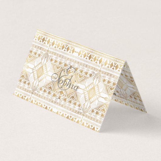 Trendy Gold Geometric Tribal Aztec Muster Visitenkarten (Vorderseite)