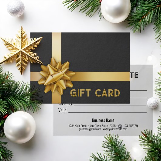 Trendy Gold Gift Bow Satin Ribbon Black Gift Card