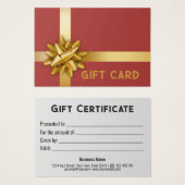 Trendy Gold Gift Bow Satin Ribbon Red Gift Card (Vorne & Hinten)