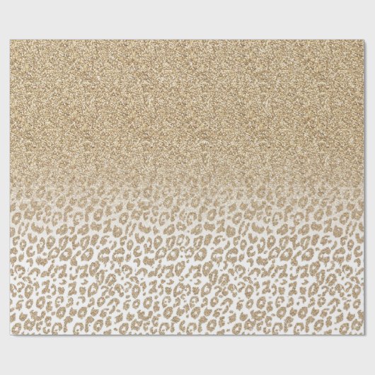 Trendy Gold Glitter and Leopard Print Gradient Geschenkpapier (Flach)