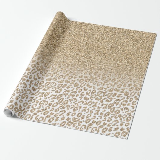 Trendy Gold Glitter and Leopard Print Gradient Geschenkpapier (Ungerollt)