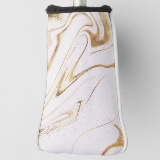 Trendy Gold Glitter and White Marble Golf Headcover (Rotieren 90)