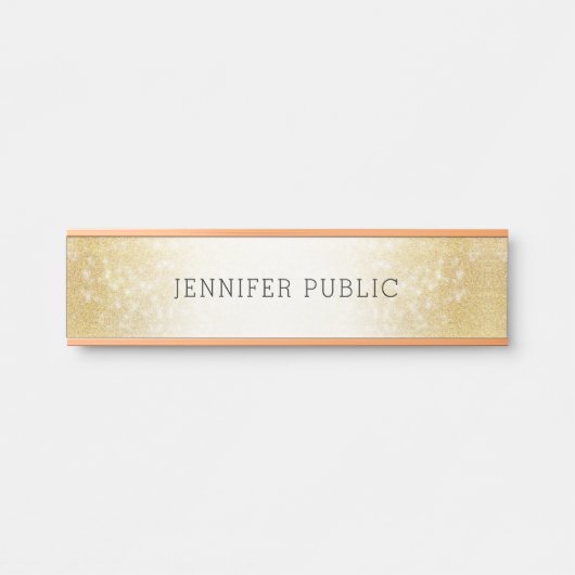 Trendy Gold Glitzer Einfach moderne Elegant Vorlag Türschild (Vorderseite )