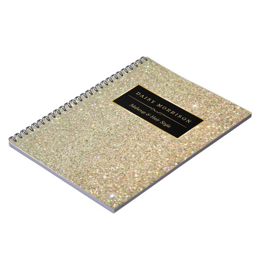 Trendy Gold Glitzer Glitzern Makeup Beauty Salon Notizblock (Linke Seite)