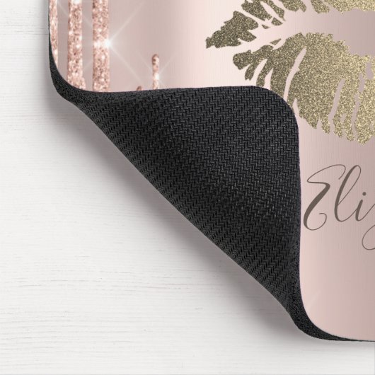 Trendy Gold Glitzer Lips Rose Gold Glitzer Tropfen Mousepad (Ecke)