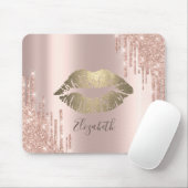 Trendy Gold Glitzer Lips Rose Gold Glitzer Tropfen Mousepad (Mit Mouse)