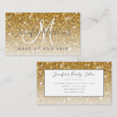 Trendy Gold Glitzer Makeup Artist Hair Salon Visitenkarte (Vorne/Hinten)