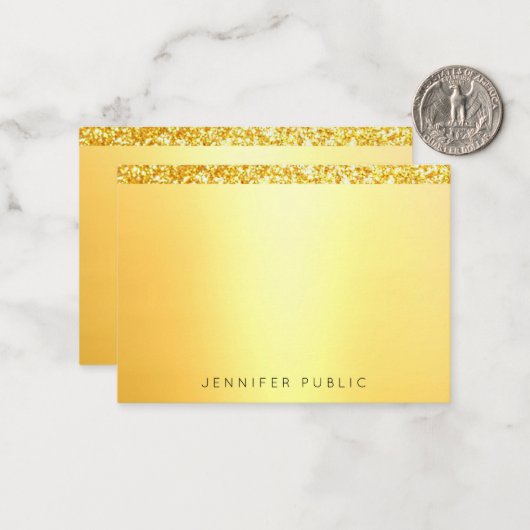 Trendy Gold Glitzer Moderne Mit Monogramm Vorlage (Vorderseite/Rückseite Beispiel)