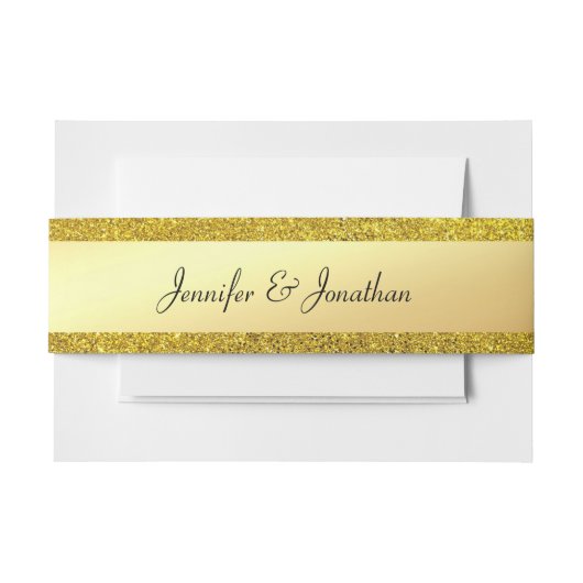 Trendy Gold Glitzer Moderner handgeschriebener Skr Einladungsbanderole (Vorderseite Beispiel)