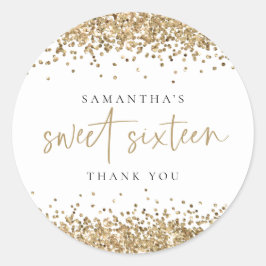 Trendy Gold Glitzer Name 16 . Geburtstag Vielen Da Runder Aufkleber