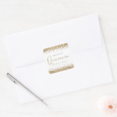 Trendy Gold Glitzer Name Datum Quinceañera Party Quadratischer Aufkleber (Umschlag)