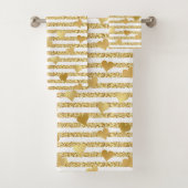 Trendy Gold Glitzer Romantic Hearly Girly Pattern Badhandtuch Set (Insitu)