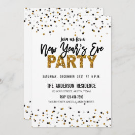 Trendy Gold Glitzer Silvester Party Einladung