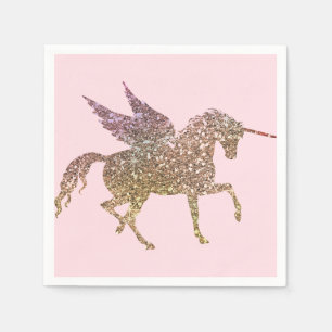Trendy Gold Glitzer Sparkle Unicorn Geburtstagspar Serviette