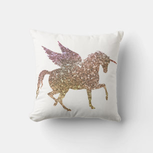 Trendy Gold Glitzer Sparkle Unicorn Kissen