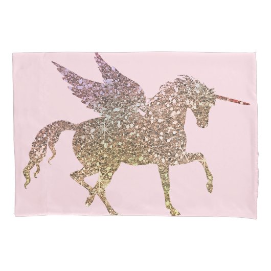 Trendy Gold Glitzer Sparkle Unicorn Kissenbezug (Vorderseite)