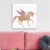 Trendy Gold Glitzer Sparkle Unicorn Leinwanddruck (Insitu (Wohnzimmer))