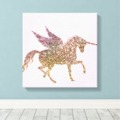 Trendy Gold Glitzer Sparkle Unicorn Leinwanddruck (Insitu (Holzboden))