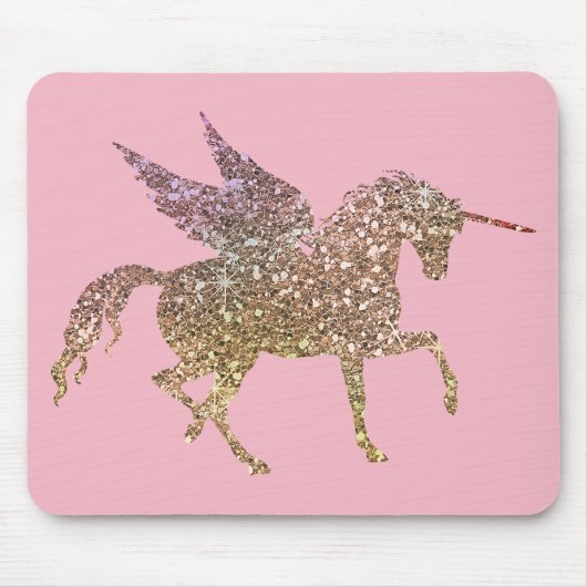 Trendy Gold Glitzer Sparkle Unicorn Mousepad (Vorne)