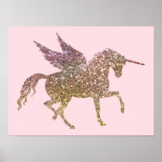 Trendy Gold Glitzer Sparkle Unicorn Poster (Vorne)