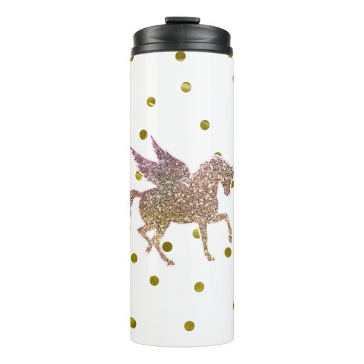 Trendy Gold Glitzer Sparkle Unicorn Thermosbecher (Vorderseite)