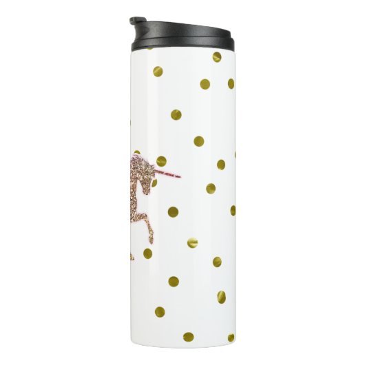 Trendy Gold Glitzer Sparkle Unicorn Thermosbecher (Nach rechts gedreht)