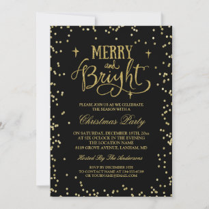 Trendy Gold Glitzer Twinkle Dots Weihnachts-Party Einladung