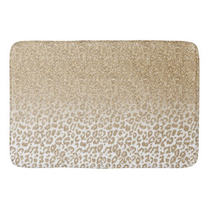 Trendy Gold Glitzer und Leopard Print Gradient Badematte