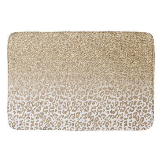 Trendy Gold Glitzer und Leopard Print Gradient Badematte (Vorderseite)