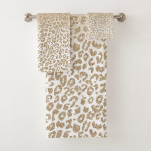 Trendy Gold Glitzer und Leopard Print Gradient Badhandtuch Set