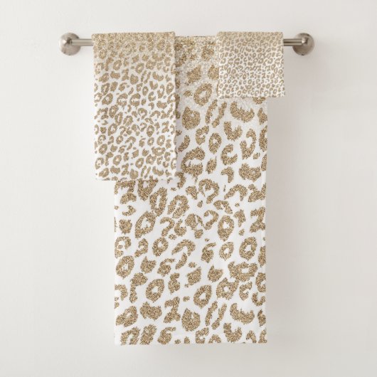 Trendy Gold Glitzer und Leopard Print Gradient Badhandtuch Set (Insitu)